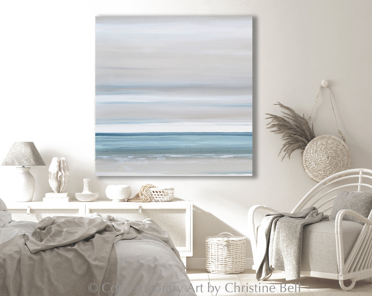 GICLEE PRINT Art Abstract Painting Ocean Blue White Seascape Coastal L –  Contemporary Art by Christine