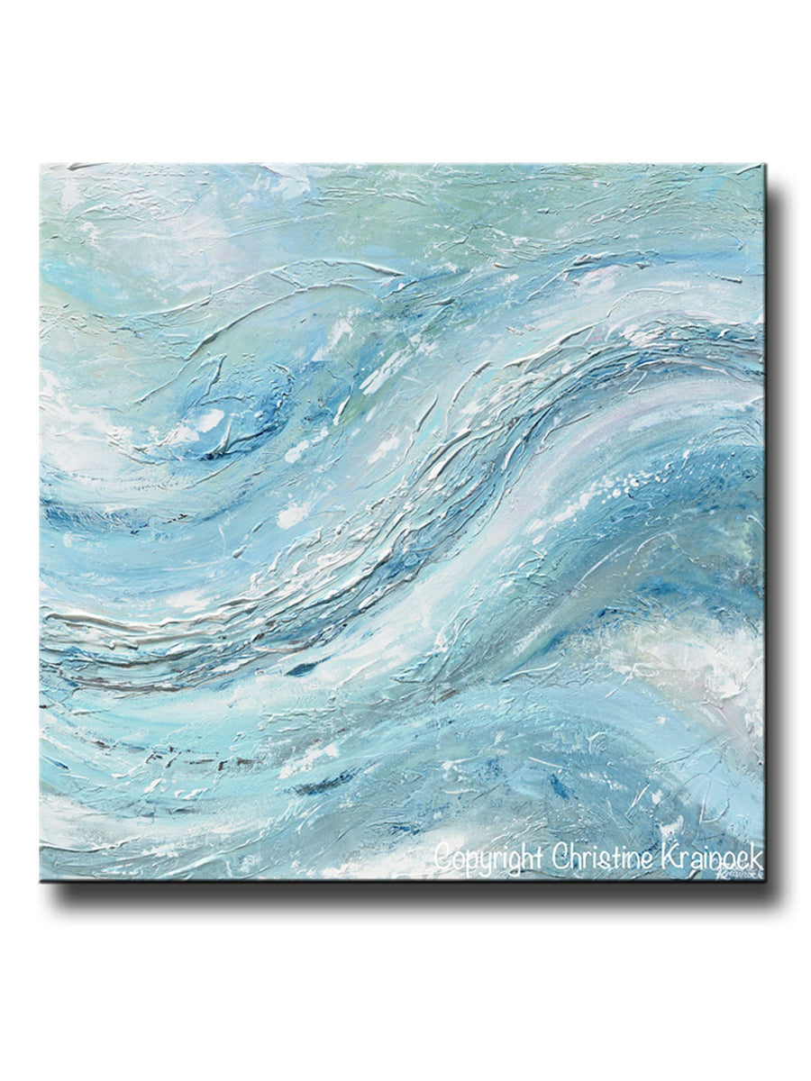  Handmade Large Wall Art Original Canvas Art Blue Abstract  Painting Large Sky And Sea Painting Textured Ocean Waves Wall Art  Contemporary Wall Art Gray Blue Wall Art 80*40 : Everything Else