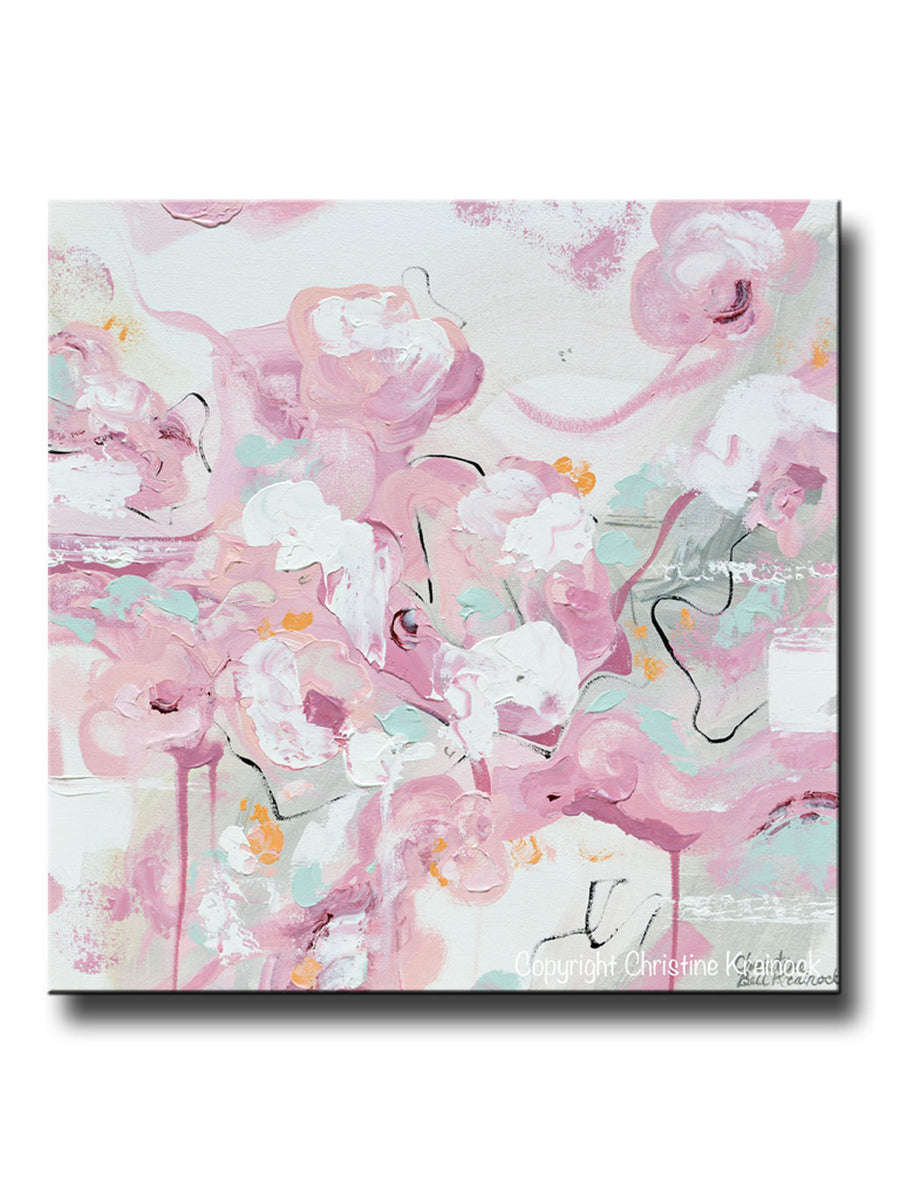 ORIGINAL Art Abstract Painting Pink White Modern Pastel Wall Art Decor –  Contemporary Art by Christine
