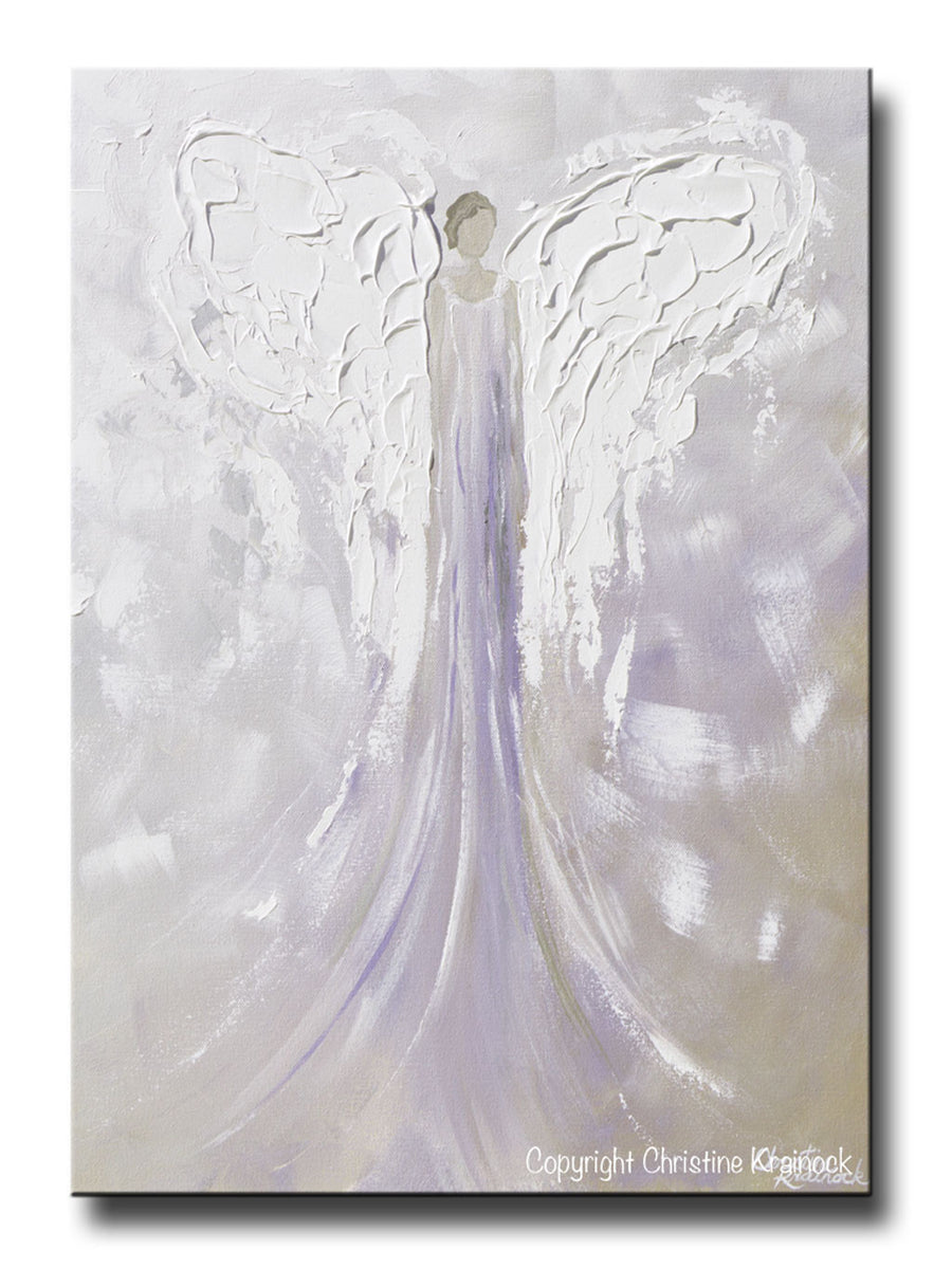 GICLEE PRINT Angel Painting Abstract Guardian Angel Lavender Grey  Inspirational Home Wall Art