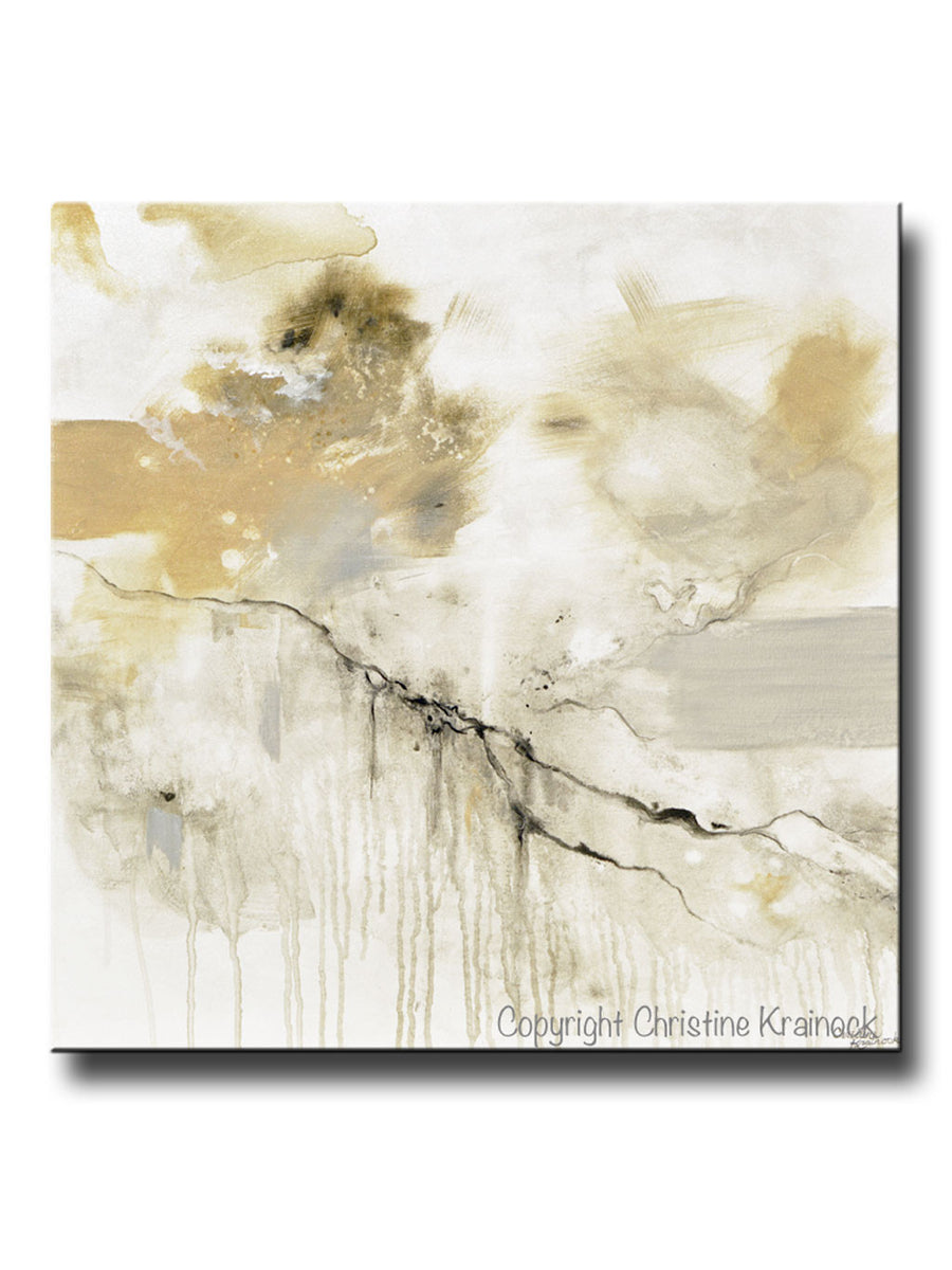 GICLEE PRINT Art White Grey Abstract Painting Modern Neutral