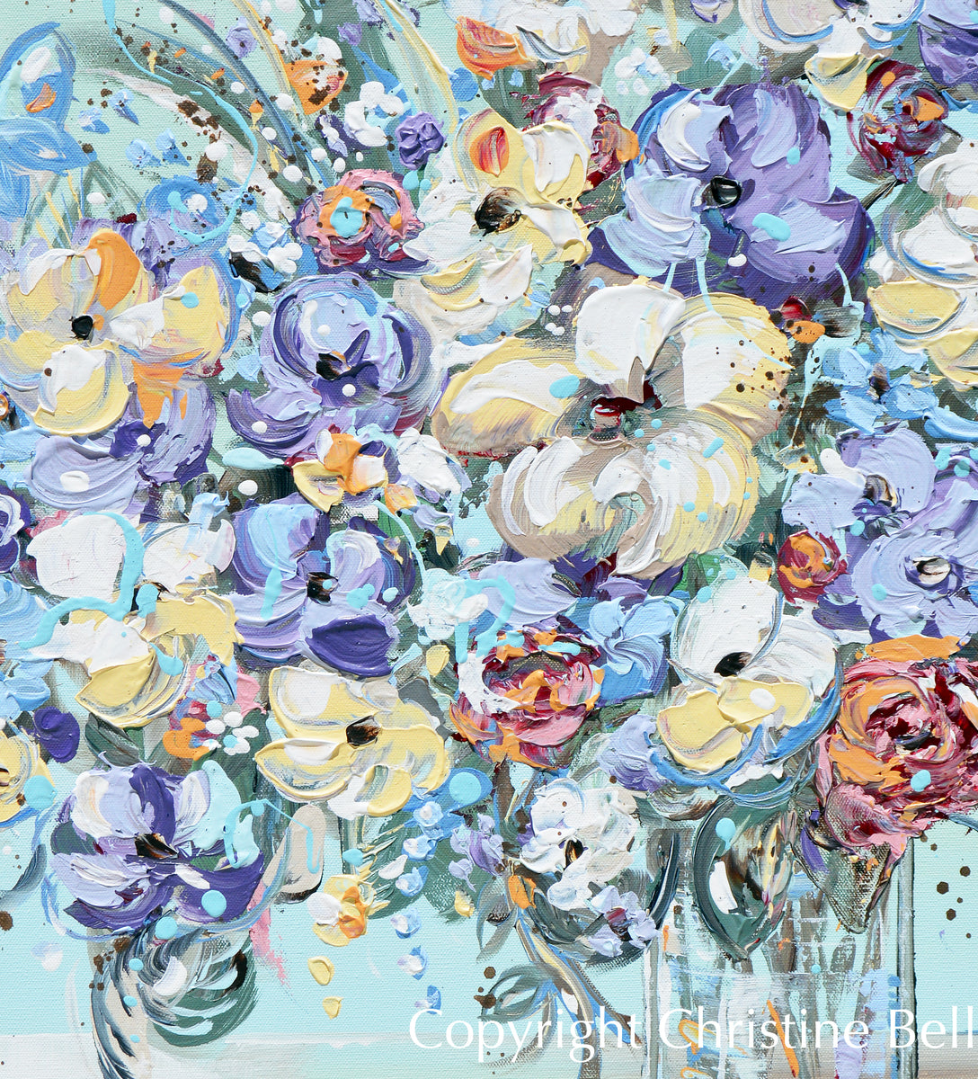 Pastel Boho Crystal Flowers Painting · Creative Fabrica