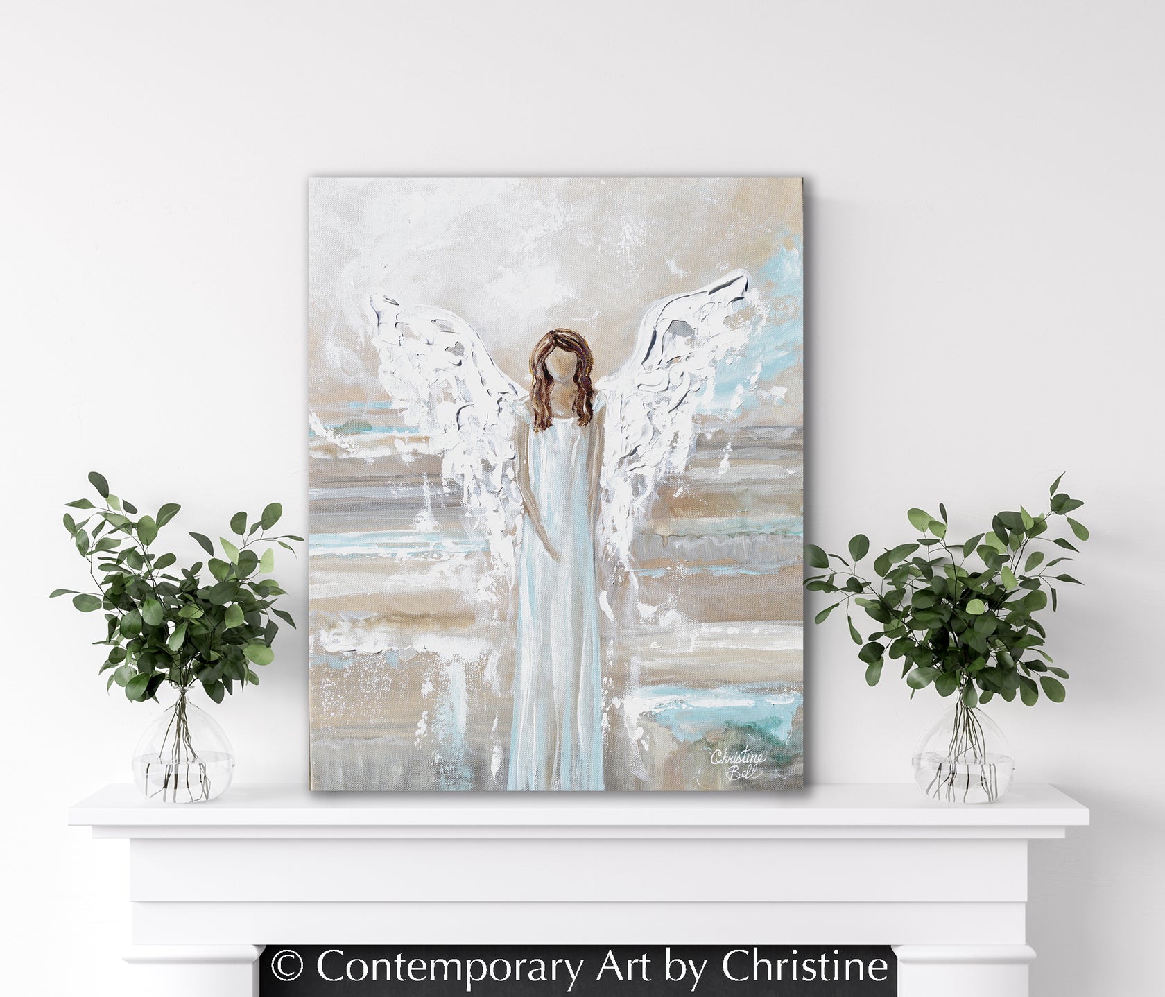 Angel Paintings abstract art guardian angels spiritual wall art decor ...