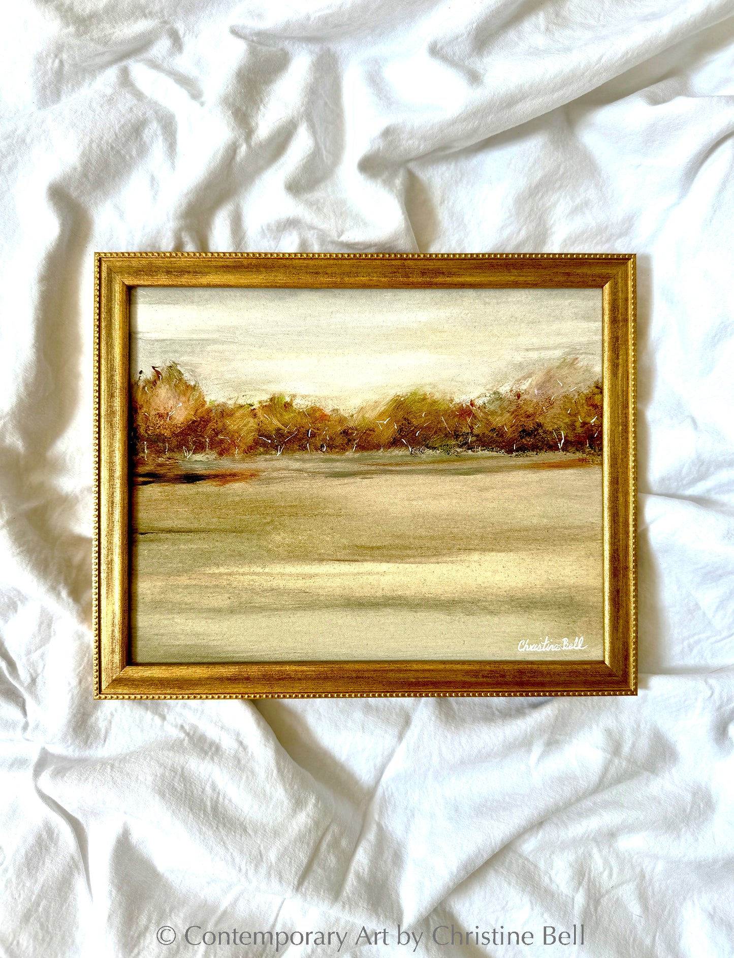 "Changing Seasons" ORIGINAL OIL PAINTING, Autumn Trees Abstract Landscape, Framed, 10x8"