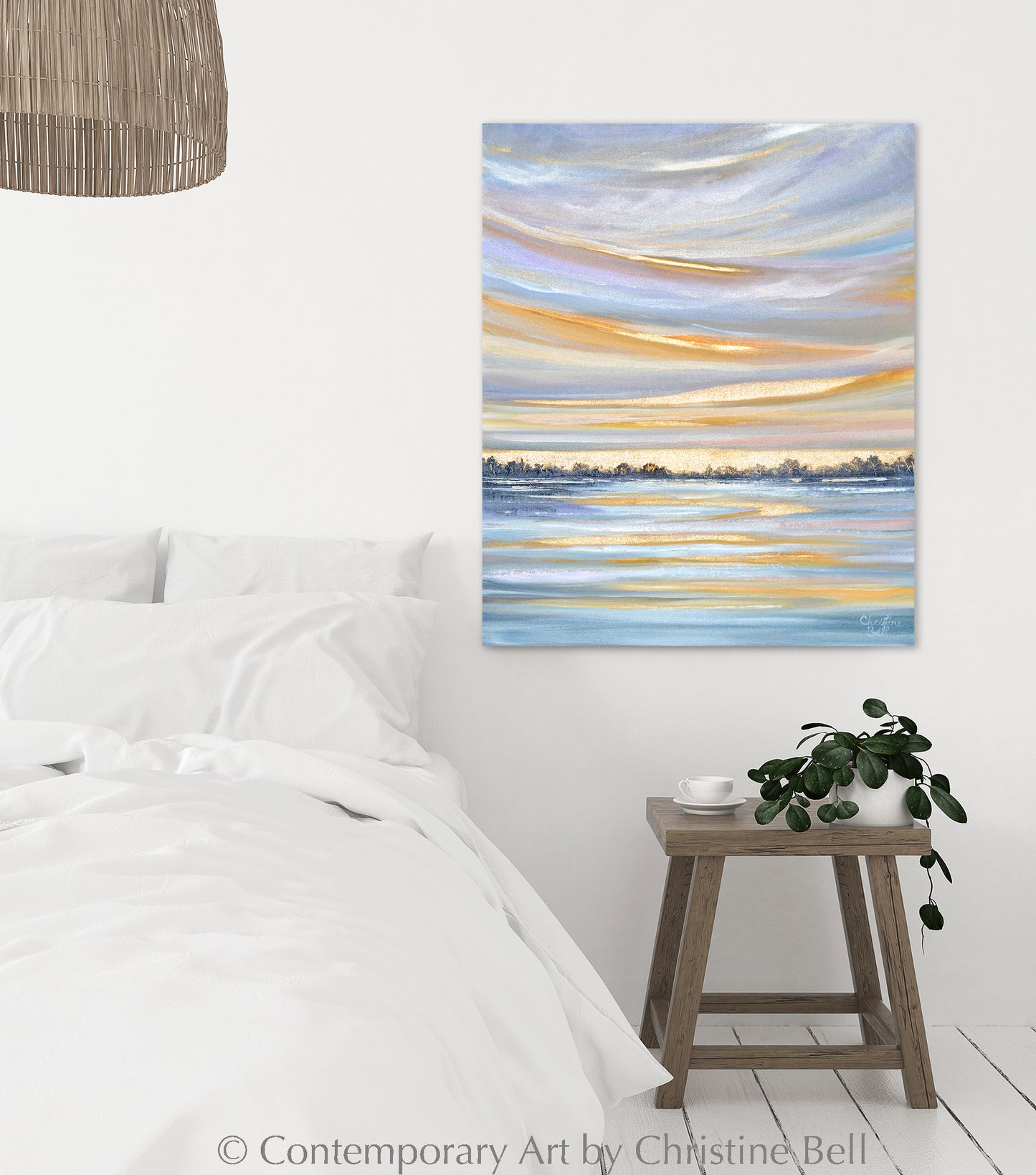 "Coastal Lullaby" ORIGINAL Coastal Seascape Painting with Gold Leaf, 20x24"