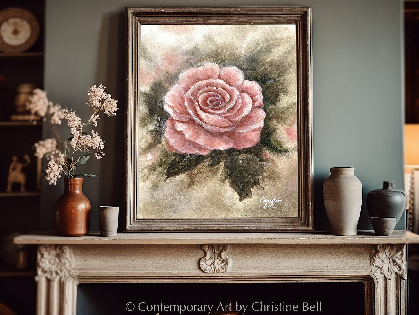 "Pretty Lady" GICLÉE PRINT, Pink Rose Floral Painting, FRAMED / Un-framed