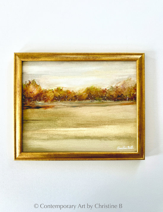 "Changing Seasons" ORIGINAL OIL PAINTING, Autumn Trees Abstract Landscape, Framed, 10x8"