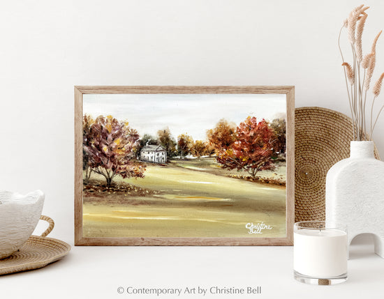 "Little Farmhouse" GICLÉE PRINT, Autumn Tree, Farmhouse Landscape, FRAMED / Un-framed