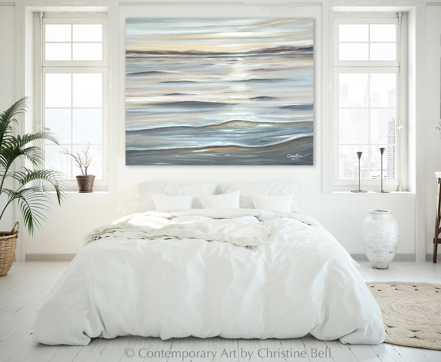 "Gentle Tranquility" GICLÉE PRINT, Coastal Seascape Painting, Neutral Ocean Waves