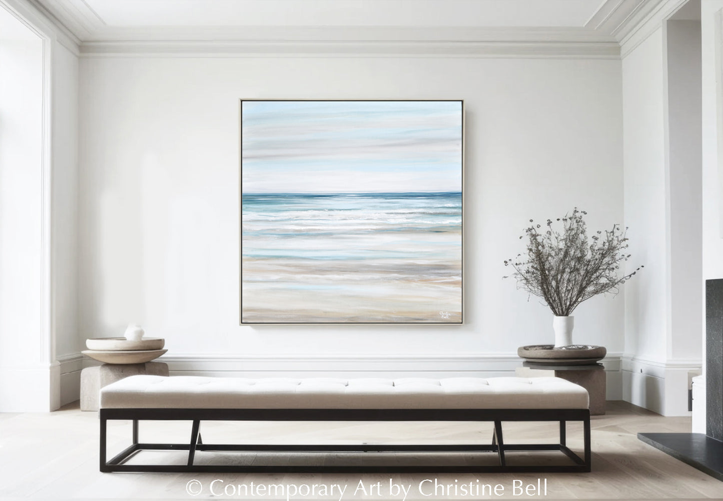 "Beach Walk" NEW ORIGINAL Textured Coastal Abstract Painting, XL 48x48"