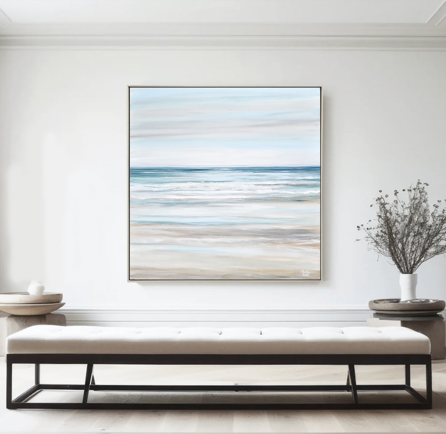 "Beach Walk" NEW ORIGINAL Textured Coastal Abstract Painting, XL 48x48"