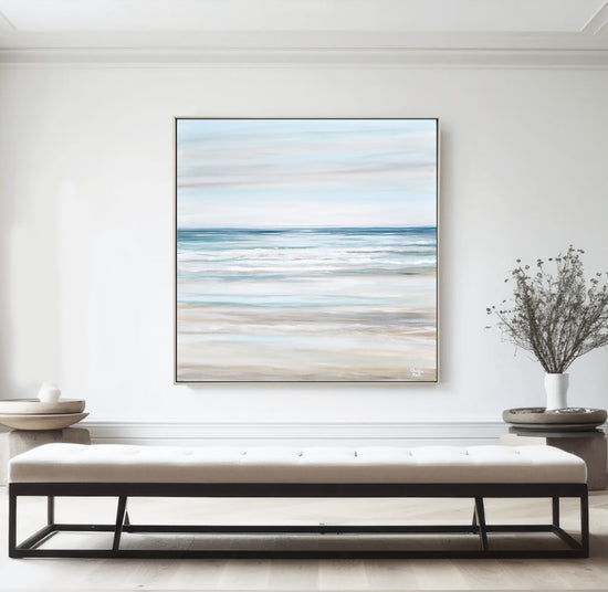 "Beach Walk" NEW ORIGINAL Textured Coastal Abstract Painting, XL 48x48"