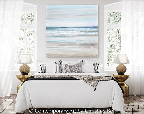 "Beach Walk" NEW ORIGINAL Textured Coastal Abstract Painting, XL 48x48"