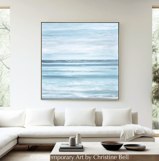 "Staying Afloat" NEW ORIGINAL Textured Coastal Abstract Painting, XL 48x48"