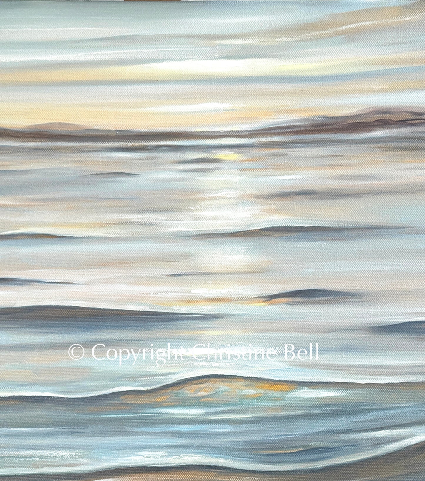 "Gentle Tranquility" GICLÉE PRINT, Coastal Seascape Painting, Neutral Ocean Waves