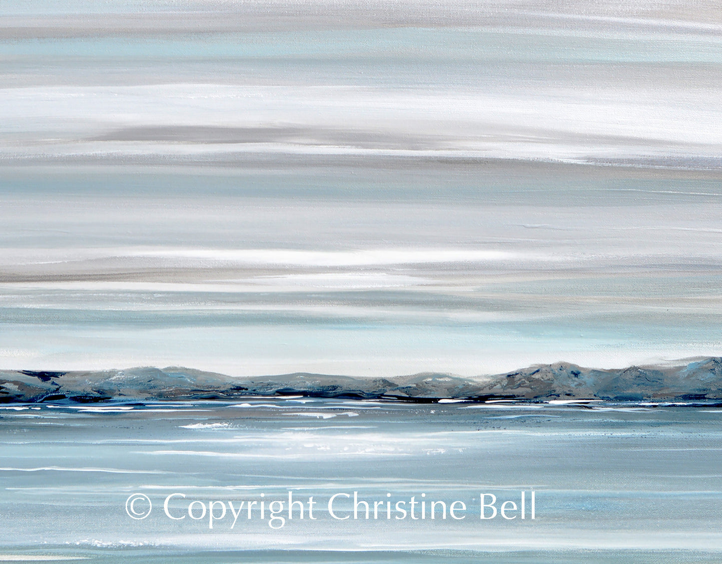 "Haven of Solitude" GICLEE PRINT Coastal Abstract Painting, Blue, Grey, White