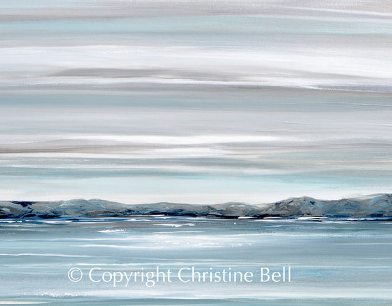 "Haven of Solitude" GICLEE PRINT Coastal Abstract Painting, Blue, Grey, White