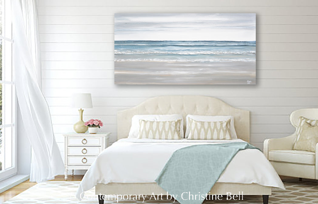 ORIGINAL Abstract Seascape Painting Ocean Coastal Beach Decor Wall Art ...