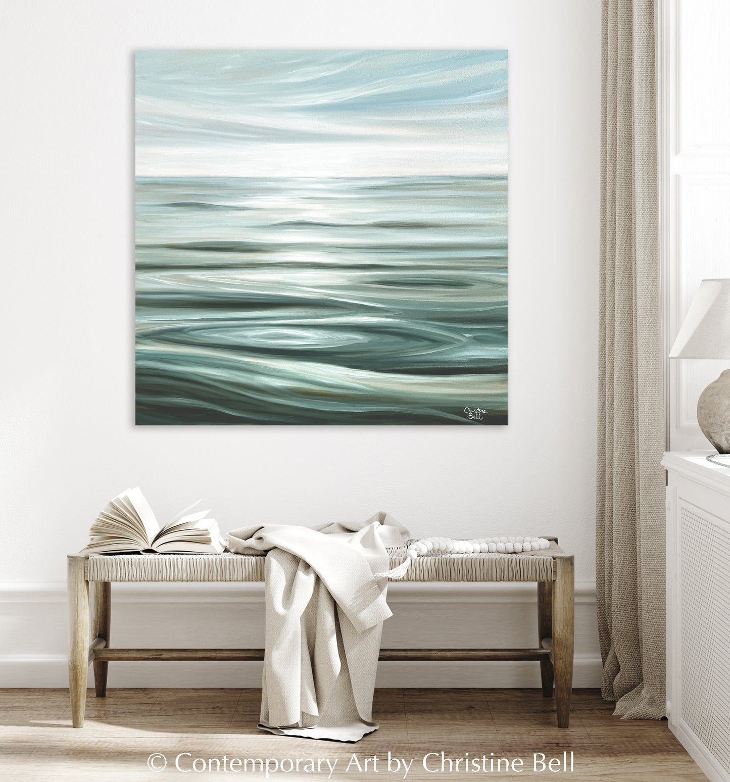 "Pristine Waters" ORIGINAL, Coastal Ocean Waves Seascape Oil Painting 36x36"