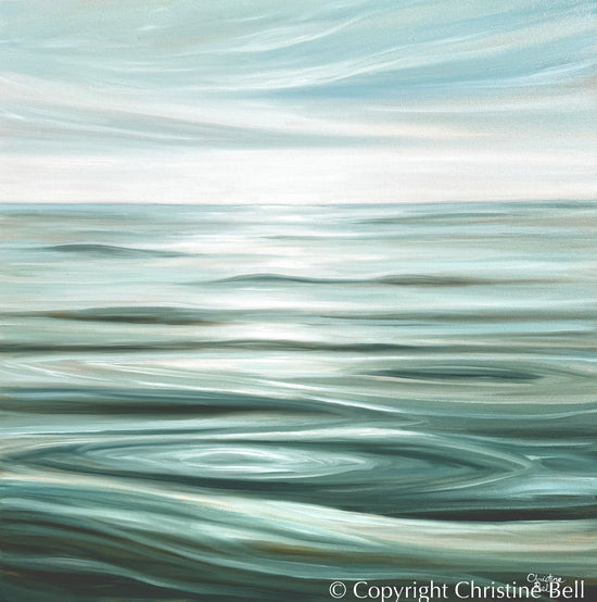 "Pristine Waters" ORIGINAL, Coastal Ocean Waves Seascape Oil Painting 36x36"