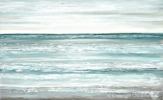 "Oceans Apart" ORIGINAL, TEXTURED Coastal Abstract Ocean Seascape Painting 48x30"