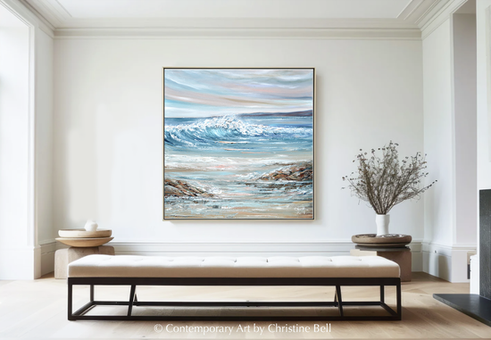 "Laguna Cove" ORIGINAL Coastal Abstract Seascape Painting 24x24"