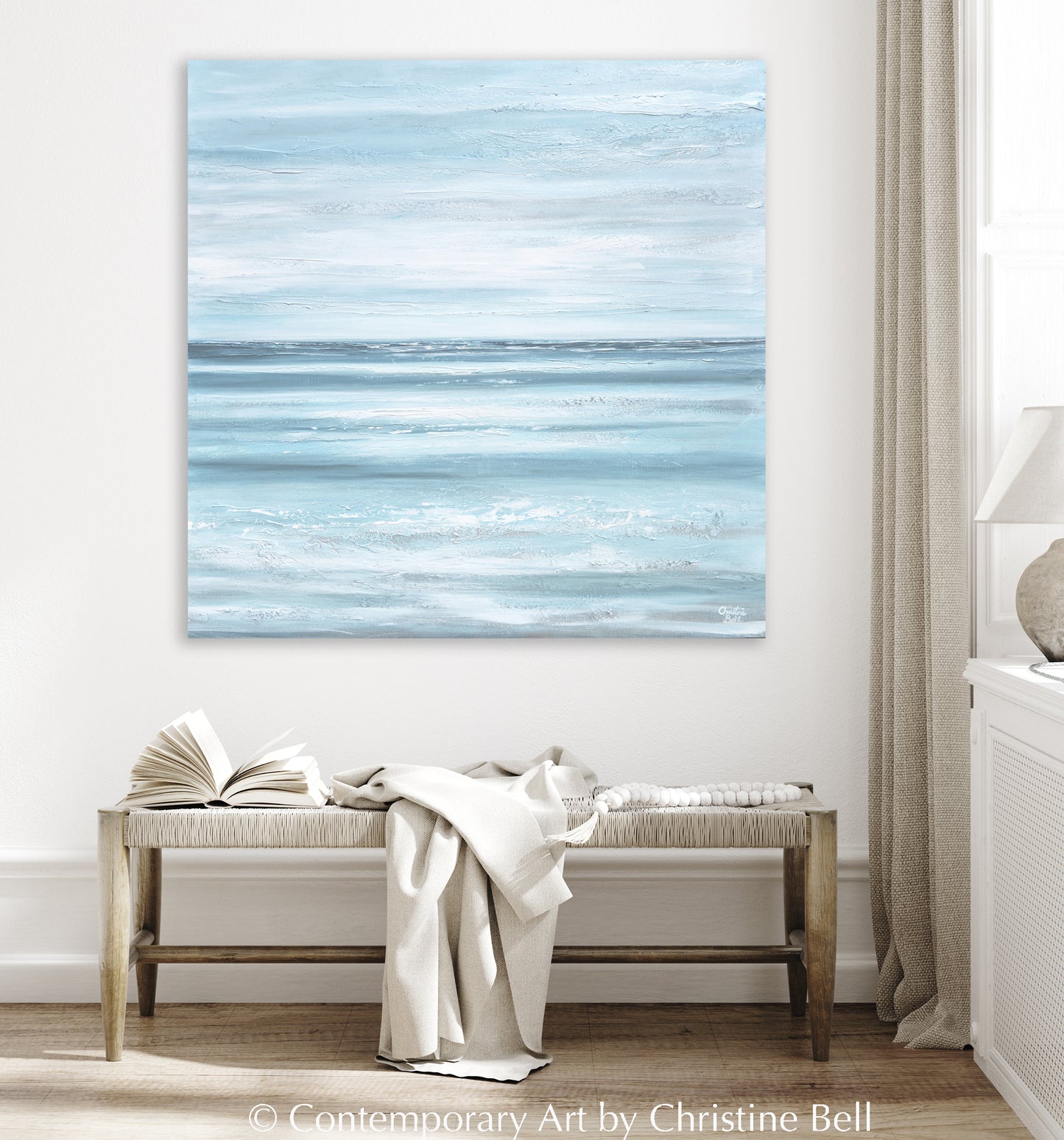 "Staying Afloat" NEW ORIGINAL Textured Coastal Abstract Painting, XL 48x48"