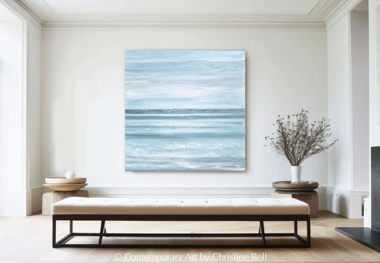 "Staying Afloat" NEW ORIGINAL Textured Coastal Abstract Painting, XL 48x48"