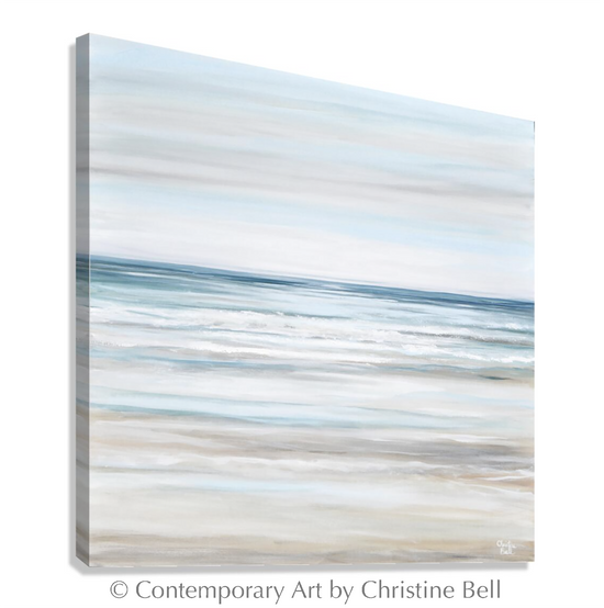 "Beach Walk" GICLEE PRINT Coastal Abstract Painting, Light Blue, Grey, White