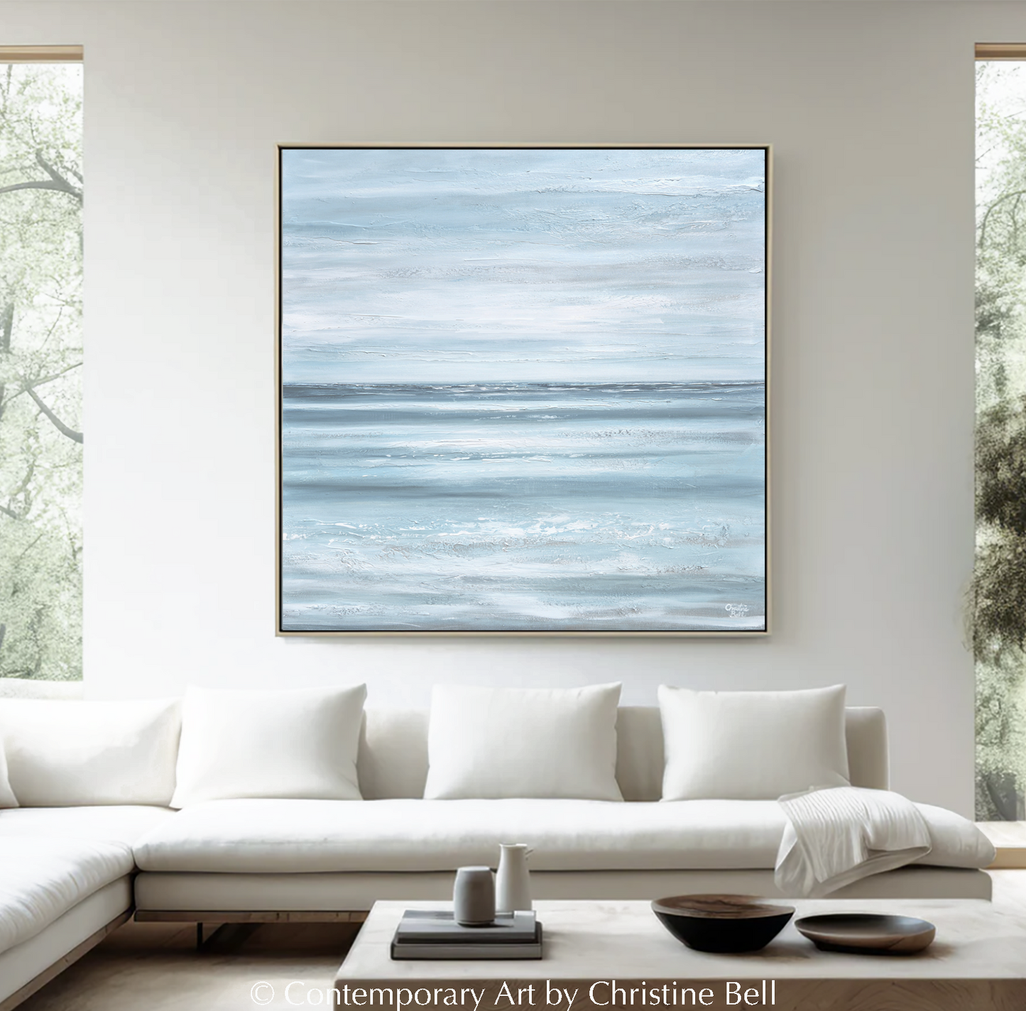 "Staying Afloat" NEW ORIGINAL Textured Coastal Abstract Painting, XL 48x48"