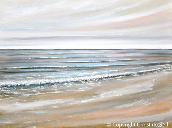 "Ocean's Harmony" GICLÉE PRINT, Neutral Coastal Abstract Seascape Painting