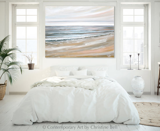 "Ocean's Harmony" ORIGINAL Neutral Coastal Ocean Seascape Painting 40x30"