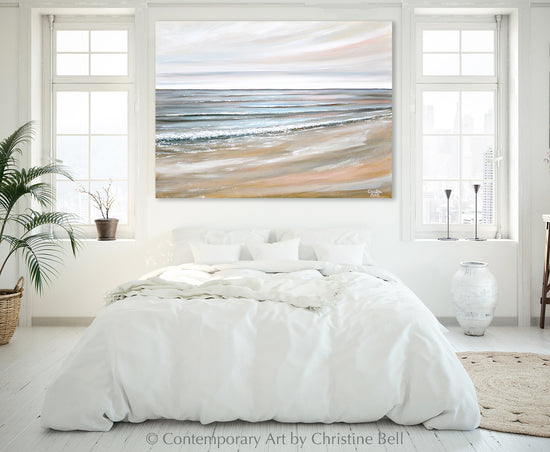 "Ocean's Harmony" GICLÉE PRINT, Neutral Coastal Abstract Seascape Painting