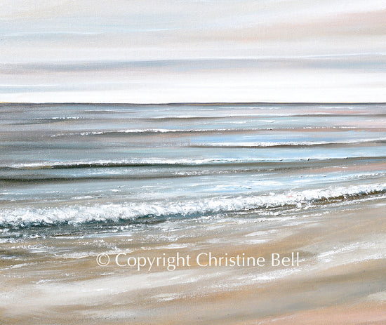 "Ocean's Harmony" GICLÉE PRINT, Neutral Coastal Abstract Seascape Painting