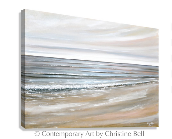 "Ocean's Harmony" GICLÉE PRINT, Neutral Coastal Abstract Seascape Painting