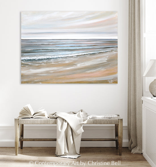 "Ocean's Harmony" GICLÉE PRINT, Neutral Coastal Abstract Seascape Painting