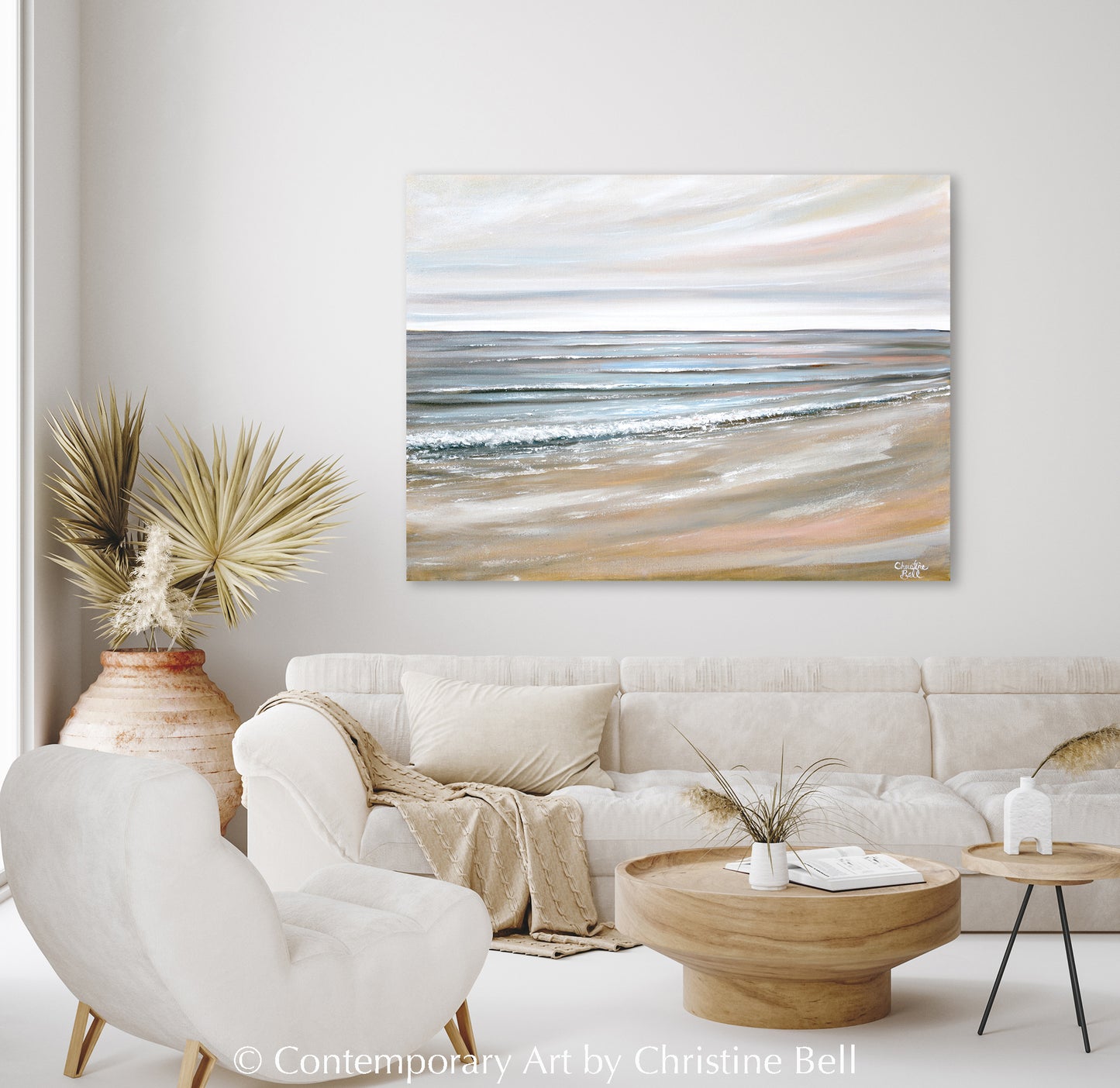 "Ocean's Harmony" GICLÉE PRINT, Neutral Coastal Abstract Seascape Painting