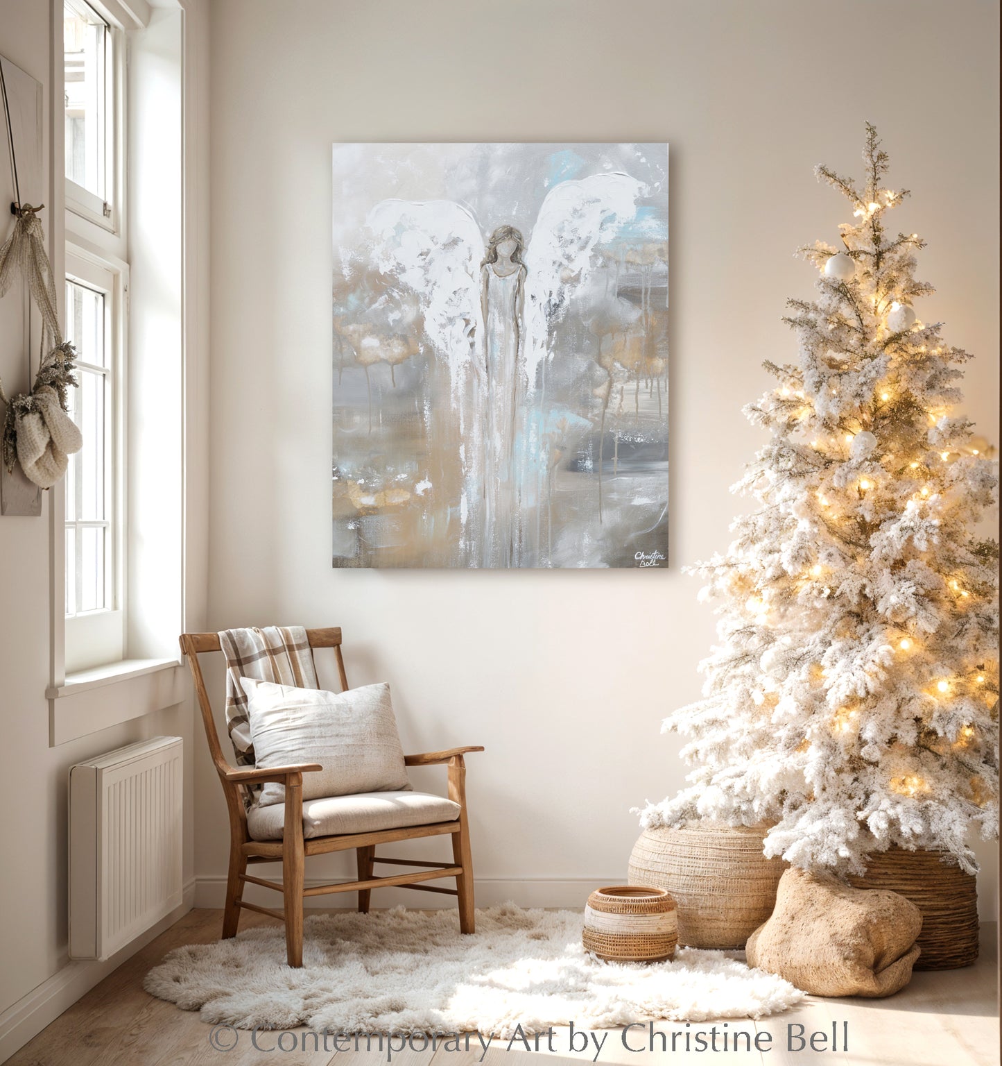 "With Courage in Her Heart" GICLÉE PRINT Angel Painting Guardian Angel, Spiritual, Strength