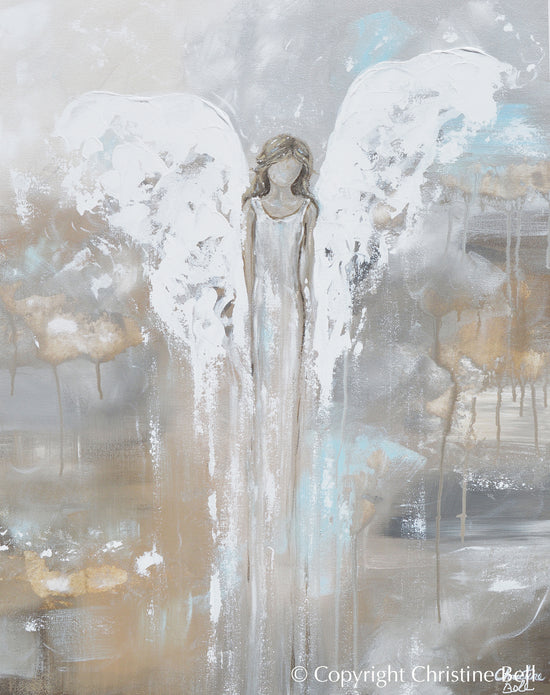 "With Courage in Her Heart" GICLÉE PRINT Angel Painting Guardian Angel, Spiritual, Strength