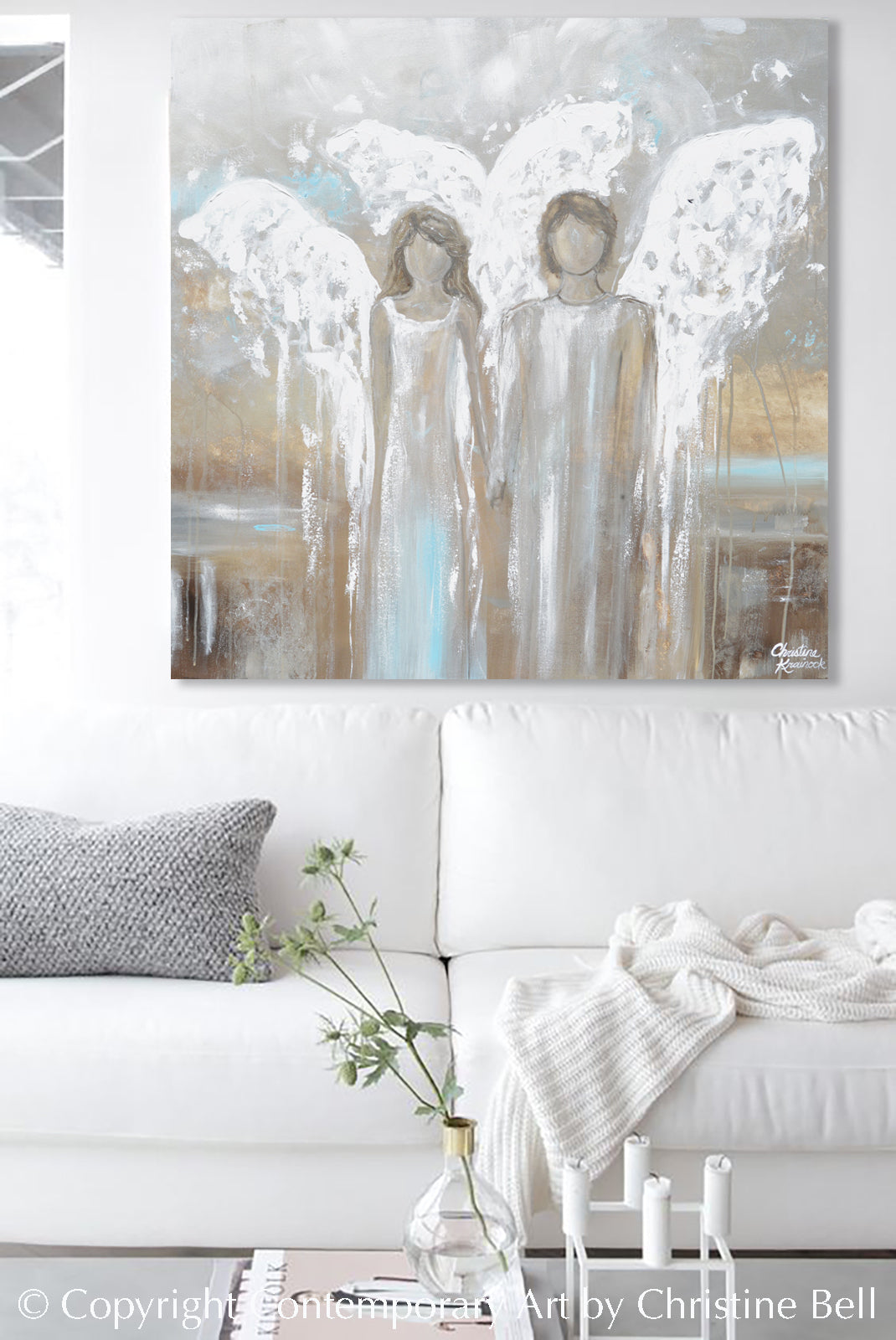 Angel Paintings abstract art guardian angels spiritual wall art decor ...