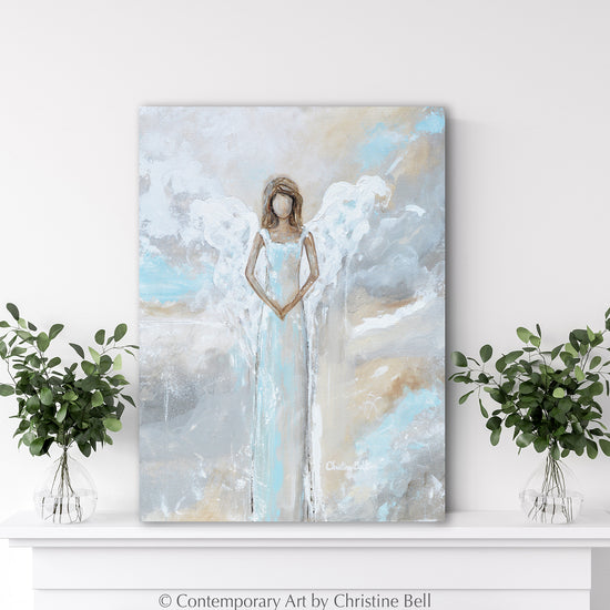Original Abstract Angel Painting Guardian Angels Wall Art Room