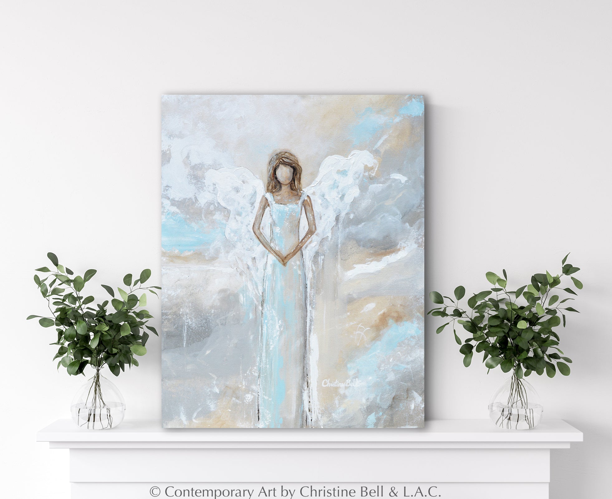 Angel Paintings abstract art guardian angels spiritual wall art decor ...