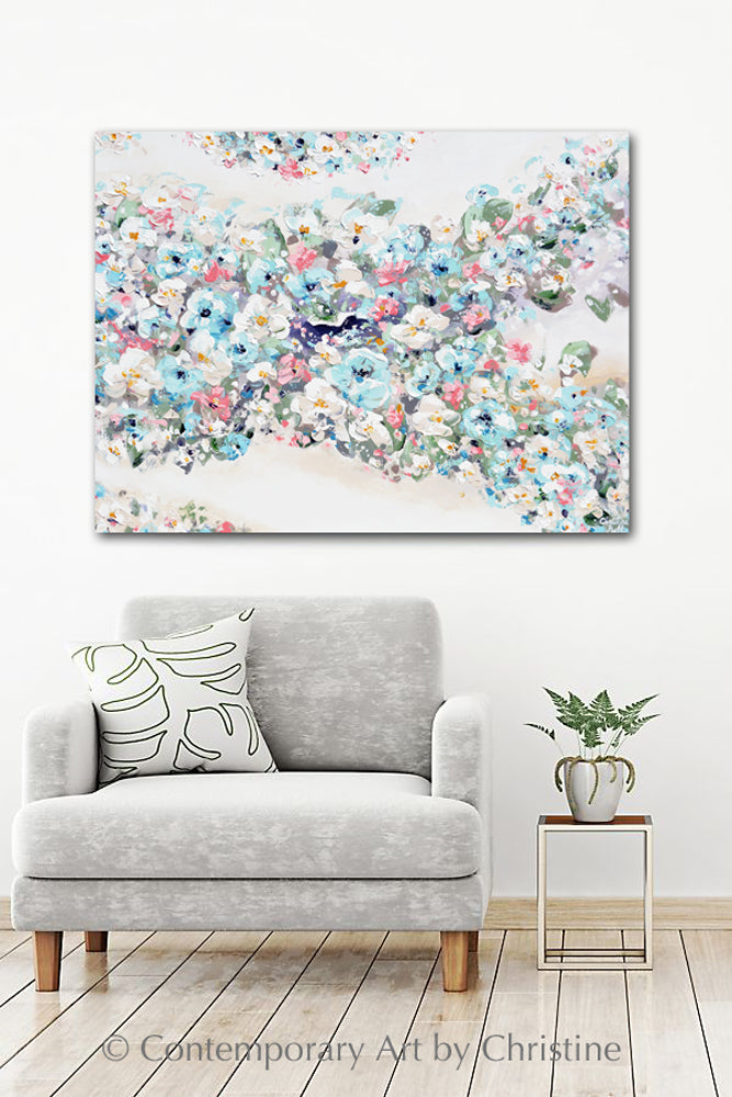 Romantic Flower Canvas Art Prints, Nature Floral Wall Painting