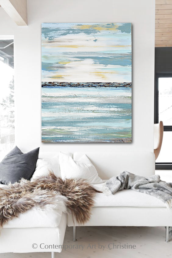 ORIGINAL Abstract Painting Coastal Beach Wall Art White Neutral Home ...