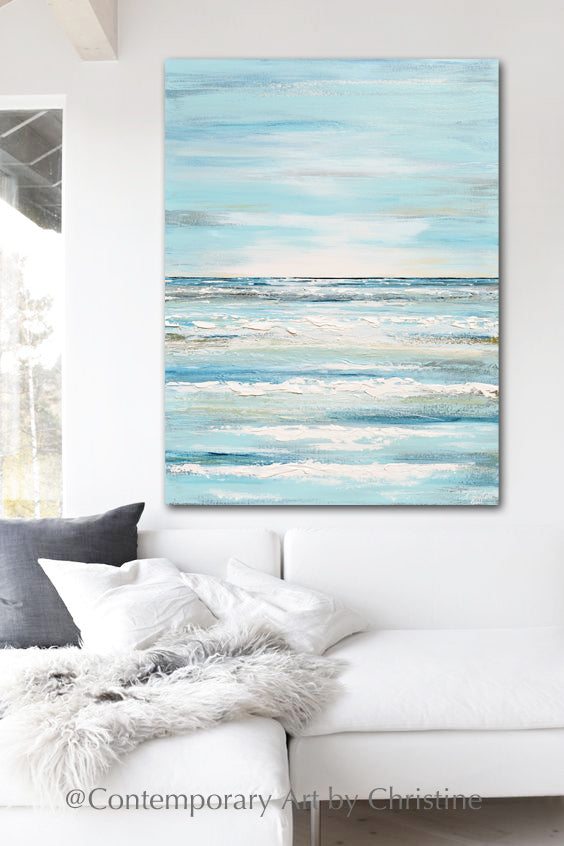 ORIGINAL Abstract Painting Coastal Beach Wall Art White Neutral Home ...