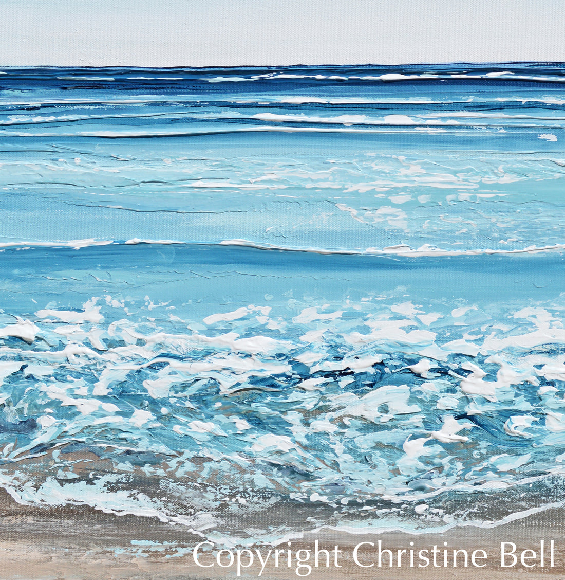 Giclee Print Abstract Beach Painting Coastal Blue White Ocean Decor ...