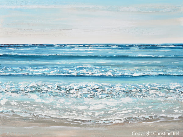 ORIGINAL Abstract Beach Painting Textured Ocean Art Coastal Home Decor ...