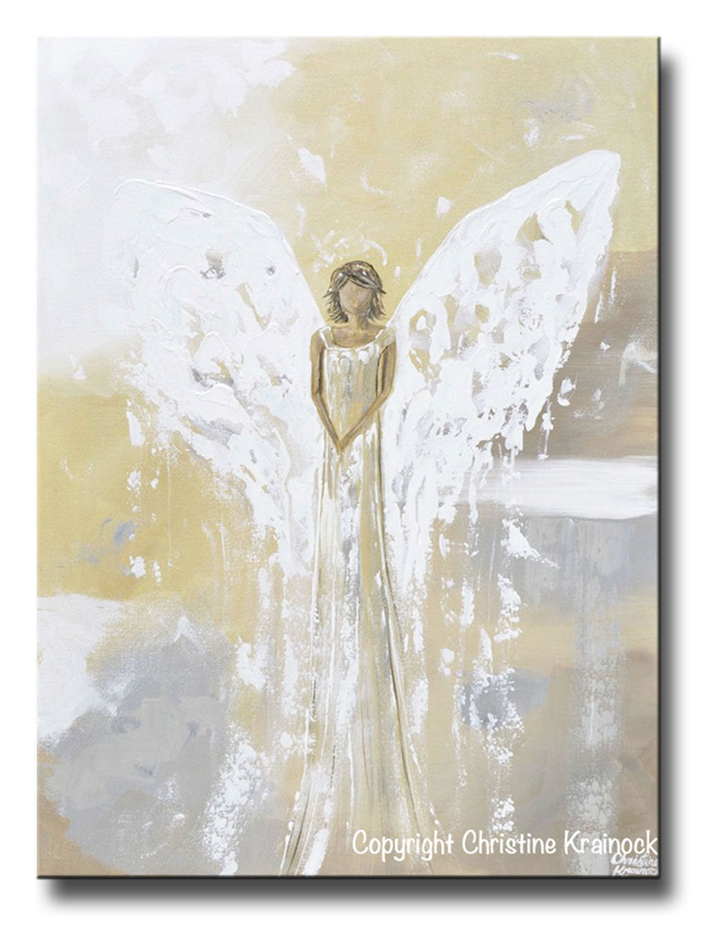 Angel Drawing, Wall Art, Original Angel Art, Gold Angel, Golden