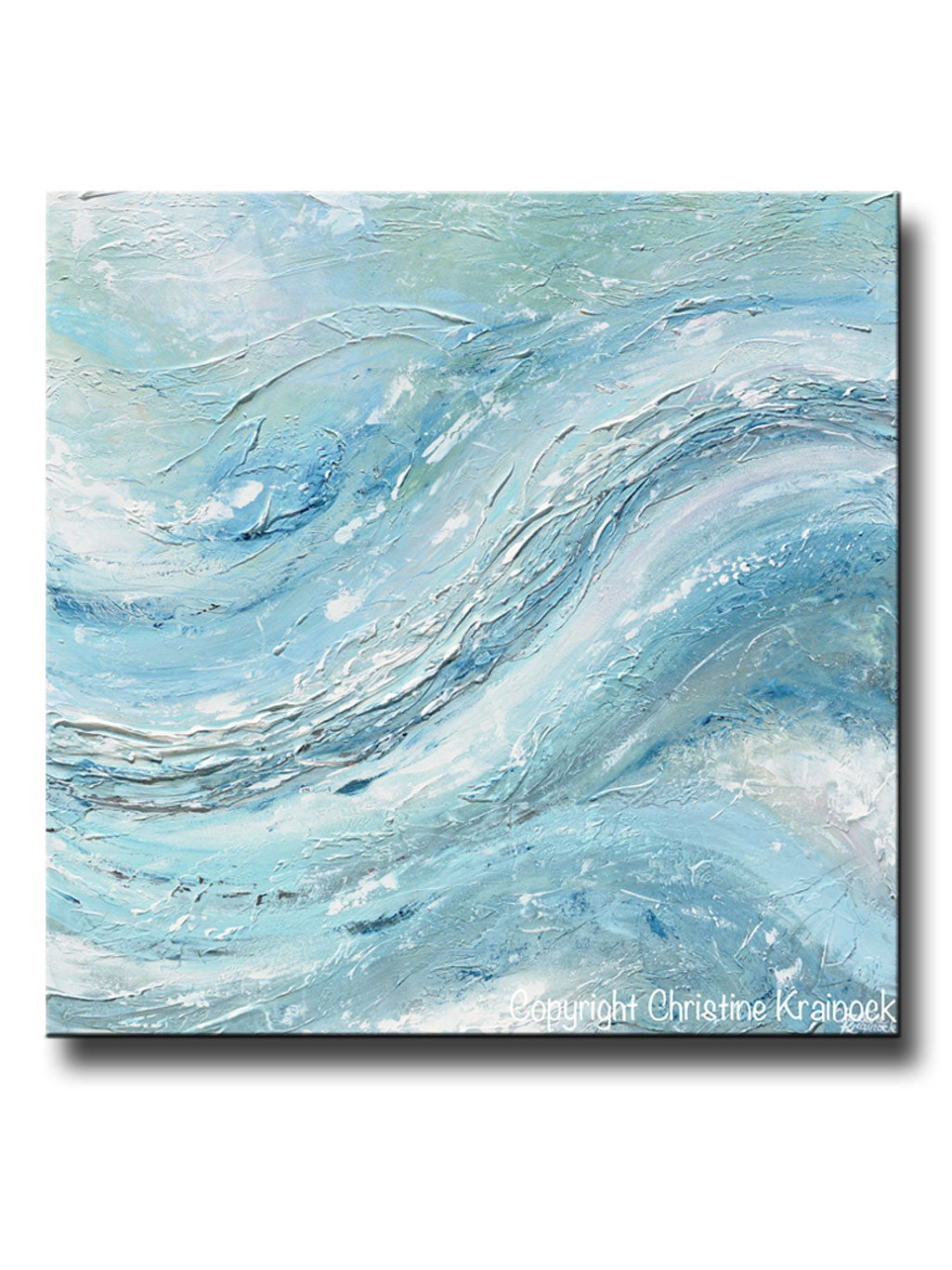 Turquoise ocean waves. Acrylic. large paintings. Decor home. Marine Art  with Shells,Ocean Art Canvas Art, modern art. Canvas: size 24x36