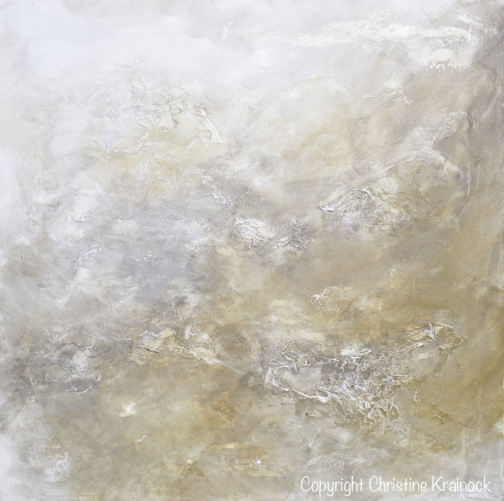 ORIGINAL Art Abstract Painting White Grey Beige Texture Wall Art 48x48 ...